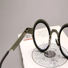 Carica l&#39;immagine nel visualizzatore di Gallery, DSV06 produttore giapponese di qualità montatura per occhiali miopia con montatura rotonda retrò, specchio a luce piatta in metallo artistico maschile e femminile