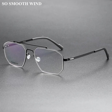 Demark Screwless Double-beam Glasses Frame Men Women Titanium Myopia Spectacle Optical Eyeglasses Square Prescription Eyewear