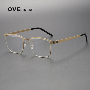 Denmark Berlin Eyewear Prescription Eyeglasses Frame for Women Square Myopia Optical Super light pure Titanium Glasses Frame Men