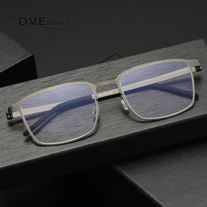 Denmark Berlin Eyewear Prescription Eyeglasses Frame for Women Square Myopia Optical Super light pure Titanium Glasses Frame Men