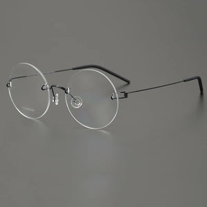Denmark Brand Frameless Round Eyeglasses 356 Ultralight Men Screwless Titanium Glasses Frames Rimless Spectacles Women Spectacle
