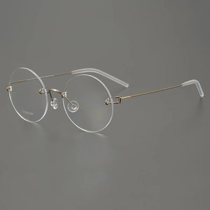 Denmark Brand Frameless Round Eyeglasses 356 Ultralight Men Screwless Titanium Glasses Frames Rimless Spectacles Women Spectacle