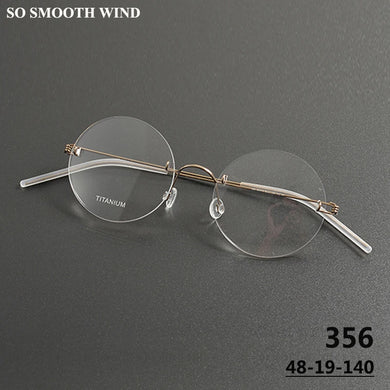 Denmark Brand Frameless Round Eyeglasses 356 Ultralight Men Screwless Titanium Glasses Frames Rimless Spectacles Women Spectacle