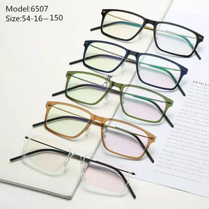 Denmark Brand Men's Screwless Glasses Frame Titanium Square Eyeglasses 6507 Women Myopia Prescription Eyewear Blue Lens Gafas