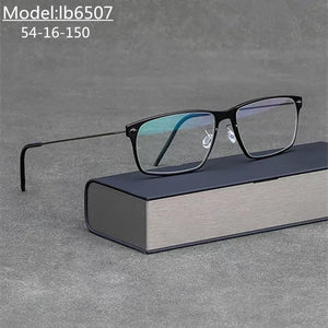 Denmark Brand Men's Screwless Glasses Frame Titanium Square Eyeglasses 6507 Women Myopia Prescription Eyewear Blue Lens Gafas