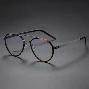 Denmark Brand Pure Titanium Glasses Frame Men Women  Pilot Double Beam Ultralight Optical Eyeglasses 9745 Read Eyewear