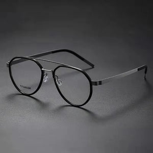 Denmark Brand Pure Titanium Glasses Frame Men Women  Pilot Double Beam Ultralight Optical Eyeglasses 9745 Read Eyewear