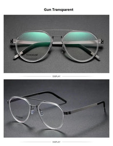 Denmark Brand Pure Titanium Glasses Frame Men Women  Pilot Double Beam Ultralight Optical Eyeglasses 9745 Read Eyewear