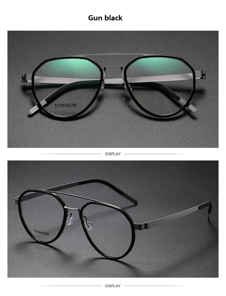 Denmark Brand Pure Titanium Glasses Frame Men Women  Pilot Double Beam Ultralight Optical Eyeglasses 9745 Read Eyewear