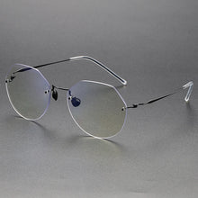 Carica l&#39;immagine nel visualizzatore di Gallery, Denmark Brand Pure Titanium Rimless Glasses Frame Screwless Polygon Men Women Prescription Myopia Ultralight Eyeglasses Eyewear