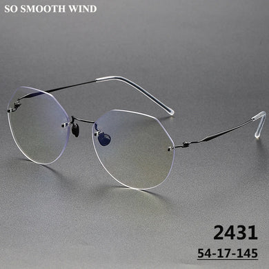 Denmark Brand Pure Titanium Rimless Glasses Frame Screwless Polygon Men Women Prescription Myopia Ultralight Eyeglasses Eyewear