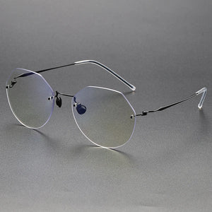 Denmark Brand Pure Titanium Rimless Glasses Frame Screwless Polygon Men Women Prescription Myopia Ultralight Eyeglasses Eyewear
