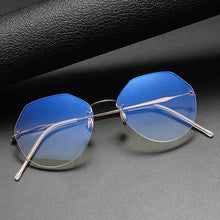 Carica l&#39;immagine nel visualizzatore di Gallery, Denmark Brand Pure Titanium Rimless Glasses Frame Screwless Polygon Men Women Prescription Myopia Ultralight Eyeglasses Eyewear