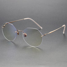 Carica l&#39;immagine nel visualizzatore di Gallery, Denmark Brand Pure Titanium Rimless Glasses Frame Screwless Polygon Men Women Prescription Myopia Ultralight Eyeglasses Eyewear