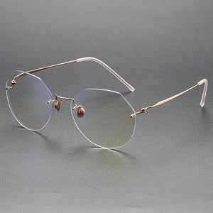 Denmark Brand Pure Titanium Rimless Glasses Frame Screwless Polygon Men Women Prescription Myopia Ultralight Eyeglasses Eyewear