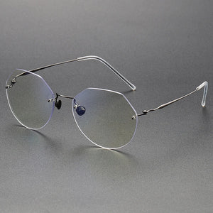 Denmark Brand Pure Titanium Rimless Glasses Frame Screwless Polygon Men Women Prescription Myopia Ultralight Eyeglasses Eyewear