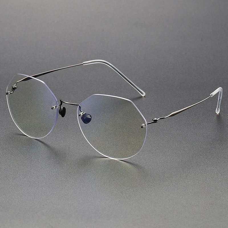 Denmark Brand Pure Titanium Rimless Glasses Frame Screwless Polygon Men Women Prescription Myopia Ultralight Eyeglasses Eyewear