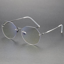 Carica l&#39;immagine nel visualizzatore di Gallery, Denmark Brand Pure Titanium Rimless Glasses Frame Screwless Polygon Men Women Prescription Myopia Ultralight Eyeglasses Eyewear