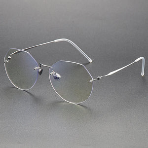 Denmark Brand Pure Titanium Rimless Glasses Frame Screwless Polygon Men Women Prescription Myopia Ultralight Eyeglasses Eyewear