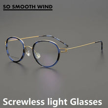 Load image into Gallery viewer, Denmark Brand Retro Oval Round Eyeglasses Titanium Glasses Frame Men Woman Screwless Ultralight Spectacles Eyewear with Rubber