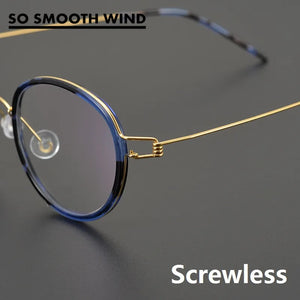 Denmark Brand Retro Oval Round Eyeglasses Titanium Glasses Frame Men Woman Screwless Ultralight Spectacles Eyewear with Rubber