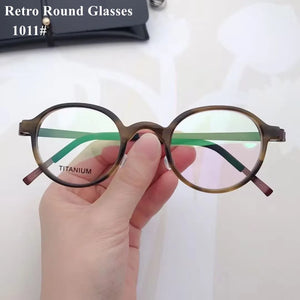 Denmark Brand Retro Round Design Glasses Frame Men Women Acetate Titanium Eyeglasses Original Quality Korean Spectacles Eyewear