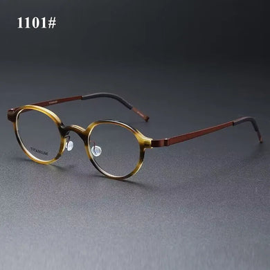 Denmark Brand Retro Round Design Glasses Frame Men Women Acetate Titanium Eyeglasses Original Quality Korean Spectacles Eyewear