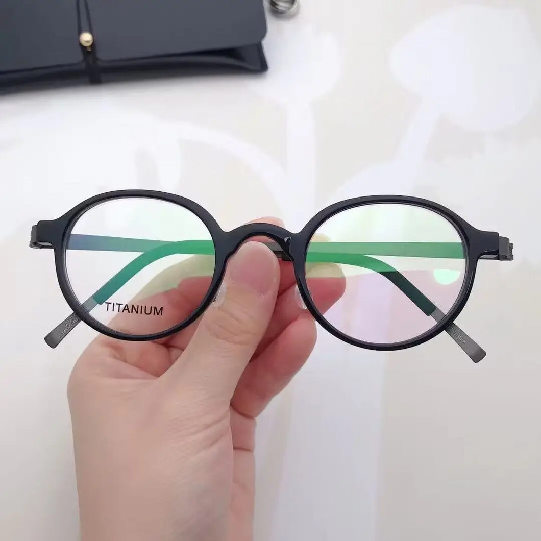 Denmark Brand Retro Round Design Glasses Frame Men Women Acetate Titanium Eyeglasses Original Quality Korean Spectacles Eyewear