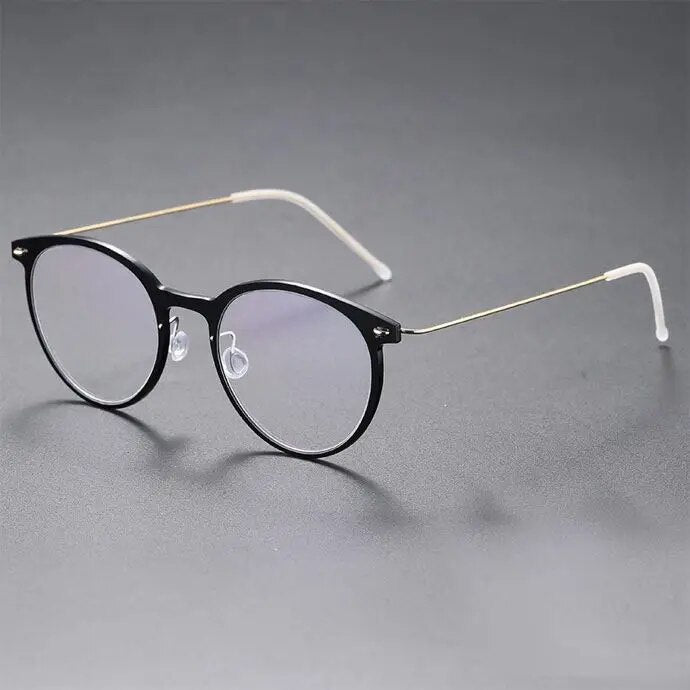Denmark Brand Retro Round Titanium Glasses Frame Men Screwless Ultralight Eyewear Women Optical Prescription Eyeglasses 6541