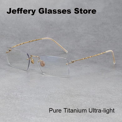 Denmark Brand Rimless Glasses Frame Men Women Pure Titanium Frameless Ultralight Eyeglasses Prescription Myopia Spectacles