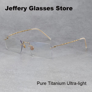Denmark Brand Rimless Glasses Frame Men Women Pure Titanium Frameless Ultralight Eyeglasses Prescription Myopia Spectacles