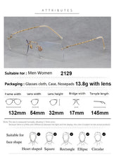 Load image into Gallery viewer, Denmark Brand Rimless Glasses Frame Men Women Pure Titanium Frameless Ultralight Eyeglasses Prescription Myopia Spectacles