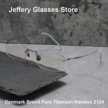Carica l&#39;immagine nel visualizzatore di Gallery, Denmark Brand Rimless Glasses Frame Men Women Pure Titanium Ultralight Eyeglasses Prescription Myopia Spectacles Anti Blue Lens