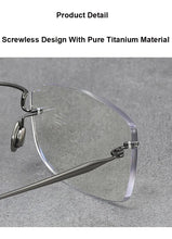 Carica l&#39;immagine nel visualizzatore di Gallery, Denmark Brand Rimless Glasses Frame Men Women Pure Titanium Ultralight Eyeglasses Prescription Myopia Spectacles Anti Blue Lens
