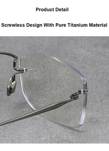 Denmark Brand Rimless Glasses Frame Men Women Pure Titanium Ultralight Eyeglasses Prescription Myopia Spectacles Anti Blue Lens