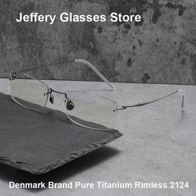 Denmark Brand Rimless Glasses Frame Men Women Pure Titanium Ultralight Eyeglasses Prescription Myopia Spectacles Anti Blue Lens
