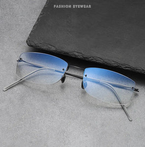 Denmark Brand Rimless Glasses Frame Men Women Pure Titanium Ultralight Eyeglasses Prescription Myopia Spectacles Anti Blue Lens