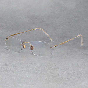 Denmark Brand Rimless Glasses Frame Men Women Pure Titanium Ultralight Eyeglasses Prescription Myopia Spectacles Anti Blue Lens
