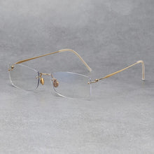 Carica l&#39;immagine nel visualizzatore di Gallery, Denmark Brand Rimless Glasses Frame Men Women Pure Titanium Ultralight Eyeglasses Prescription Myopia Spectacles Anti Blue Lens