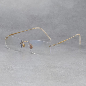 Denmark Brand Rimless Glasses Frame Men Women Pure Titanium Ultralight Eyeglasses Prescription Myopia Spectacles Anti Blue Lens
