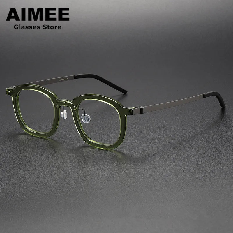 Denmark Brand Square Titanium Acetate Glasses Frame Men Women Ultralight Prescription Eyeglasses Optical Blue Light Spectacles