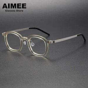 Denmark Brand Square Titanium Acetate Glasses Frame Men Women Ultralight Prescription Eyeglasses Optical Blue Light Spectacles