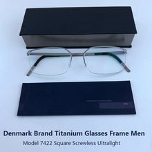 Load image into Gallery viewer, Denmark Brand Titanium Glasses Frame Men Square Screwless Ultralight Prescription Eyeglasses Women Optical Eyewear Classic 7422