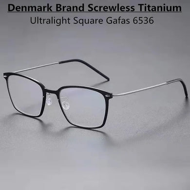 Denmark Brand Titanium Prescription Eyeglasses 6536 Square Ultralight Screwless Glasses Frame Men Women Myopia Optical Spectacle