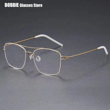 Carica l&#39;immagine nel visualizzatore di Gallery, Denmark Brand Ultralight Screwless Titanium Square Glasses Frame Men Women Double Beam Optical Prescription Eyeglasses Martin