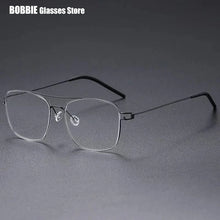 Carica l&#39;immagine nel visualizzatore di Gallery, Denmark Brand Ultralight Screwless Titanium Square Glasses Frame Men Women Double Beam Optical Prescription Eyeglasses Martin