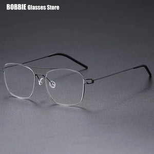 Denmark Brand Ultralight Screwless Titanium Square Glasses Frame Men Women Double Beam Optical Prescription Eyeglasses Martin
