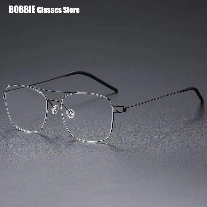 Denmark Brand Ultralight Screwless Titanium Square Glasses Frame Men Women Double Beam Optical Prescription Eyeglasses Martin