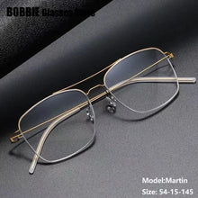 Carica l&#39;immagine nel visualizzatore di Gallery, Denmark Brand Ultralight Screwless Titanium Square Glasses Frame Men Women Double Beam Optical Prescription Eyeglasses Martin