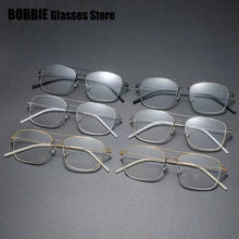 Carica l&#39;immagine nel visualizzatore di Gallery, Denmark Brand Ultralight Screwless Titanium Square Glasses Frame Men Women Double Beam Optical Prescription Eyeglasses Martin